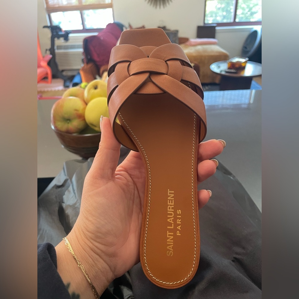 Saint Laurent Tan Leather Sandals